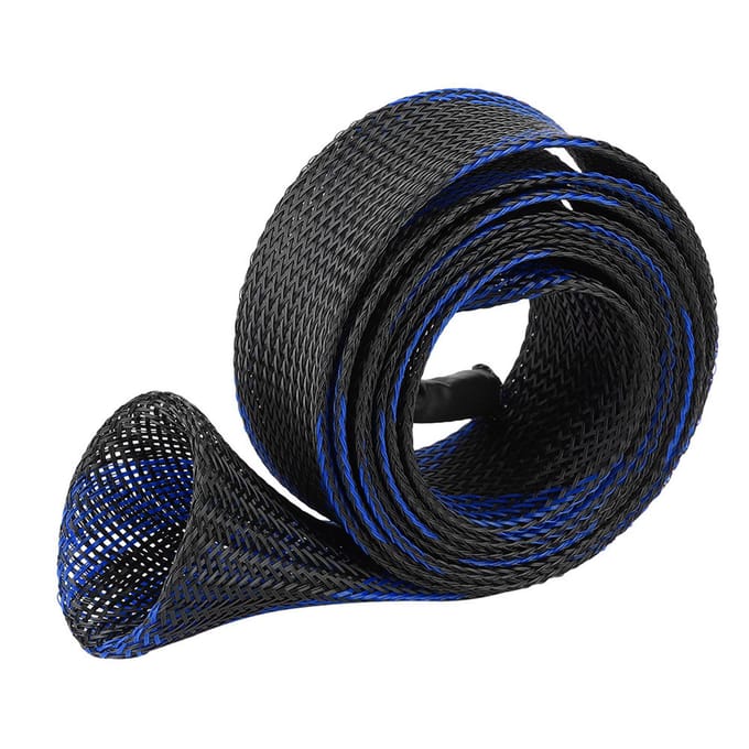 Gevlochten Sleeve Uitbreidbaar Casting Vishengel Hengel Beschermhoes Blue black
