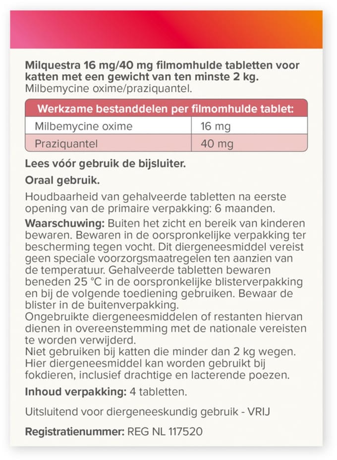 Beaphar Milquestra Ontworming Tabletten Kat 2 - 12 kg - 2 x 4 tabletten - Voordeelverpakking