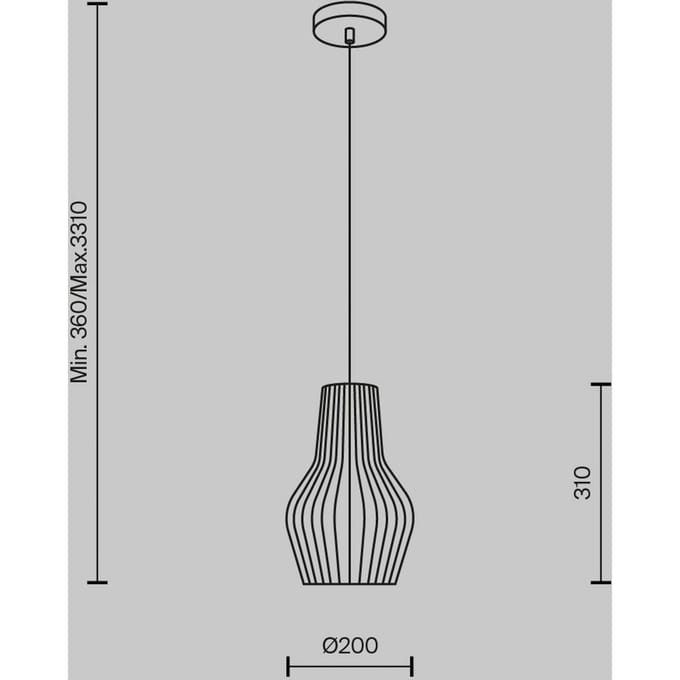 Hanglamp Maytoni Roots, Ø 20 cm, hoogte 31 cm, hout/zwart