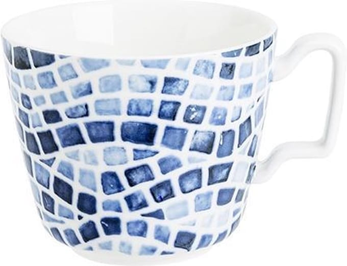 Mosaic blue ontbijtkop 39cl d10,5xh8,8cmnew bone china