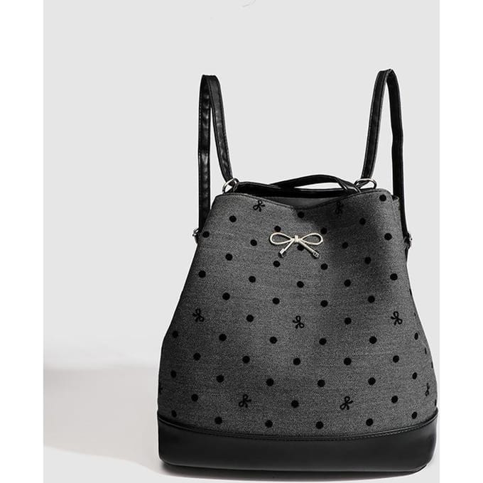 Commuter Student Tote Bag Polka Dot Strik Rugzak Niche One-Shoulder Tote Bag black
