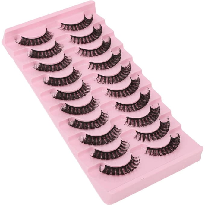 Ensemble de 10 paires de faux cils Courbe DD Wispy Fluffy Réutilisables 3D Multicouches Faux Cils pour pink
