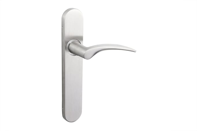Lavuzo deurkruk Lodini RVS met afgerond schild | Per set | Deurklink met schild