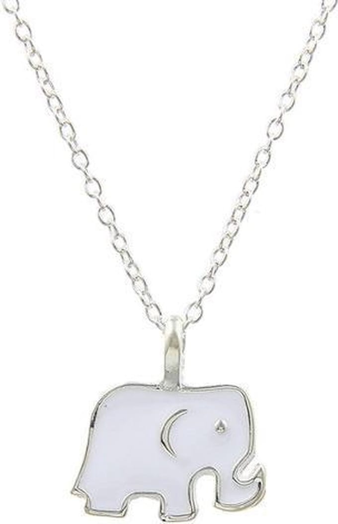 Fako Bijoux® - Ketting - Olifantje Wit - Zilverkleurig
