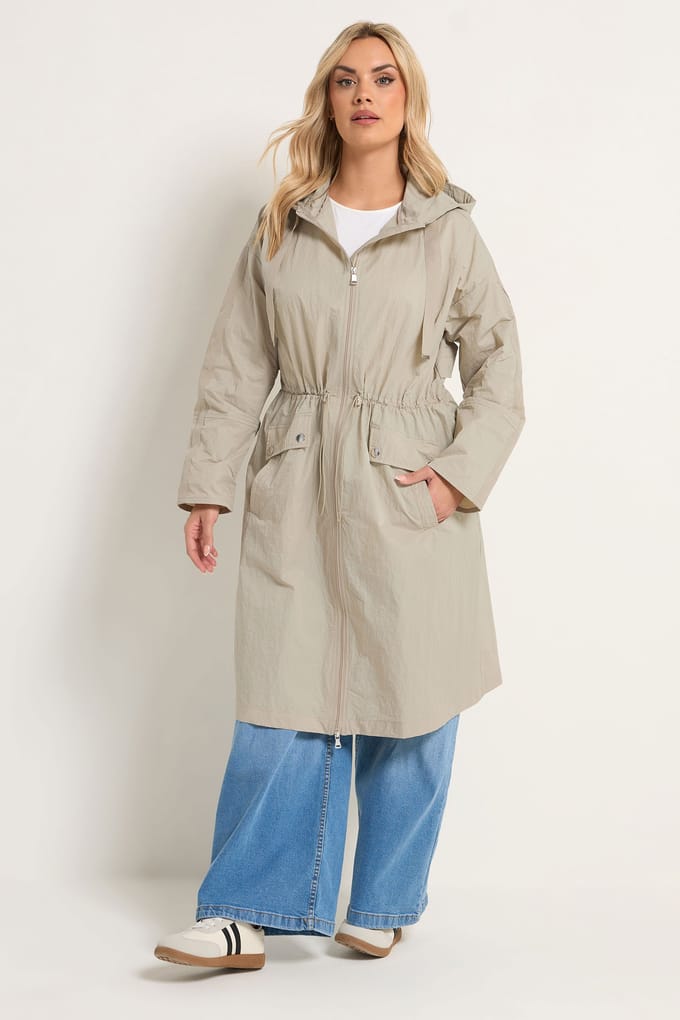 Yours Natuurlijke Bruine Lichte Lange Parkajas Size 48