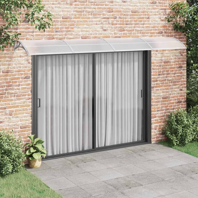 vidaXL - Deurluifel - 400x75 - cm - polycarbonaat - grijs - en - transparant