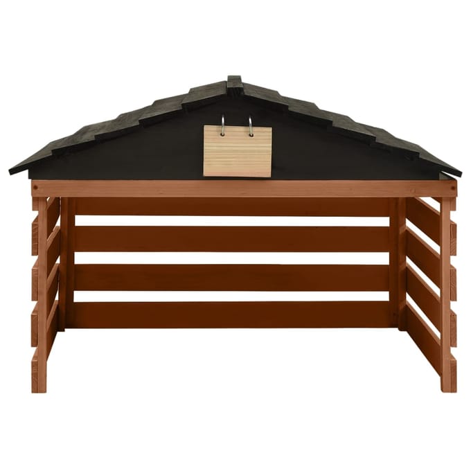 vidaXL - Overkapping - voor - grasmaaier - 78x74x54 - cm - vurenhout - zwart - bruin