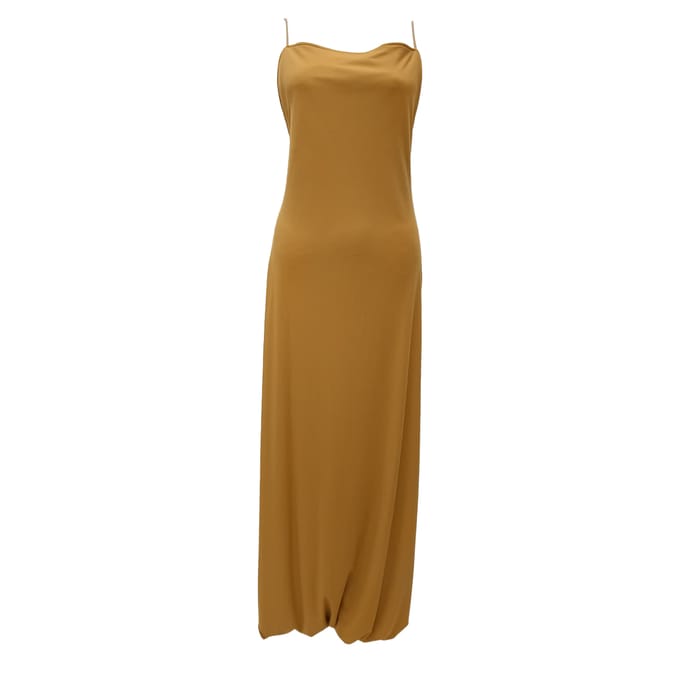 Salvatore Ferragamo Rugloze Maxi-jurk in Bruin Polyethyleen