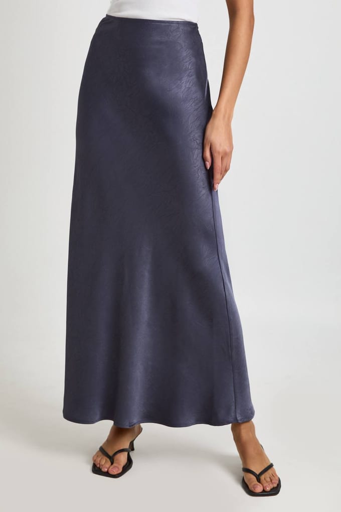 boohoo Dames Satijnen Maxi Rok | Navy | Maat: 10