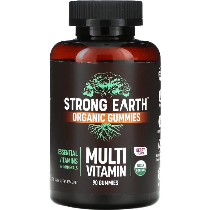 YumVs, sterke Earth biologische gummies, multivitaminen, bessensmaak, 90 gummies