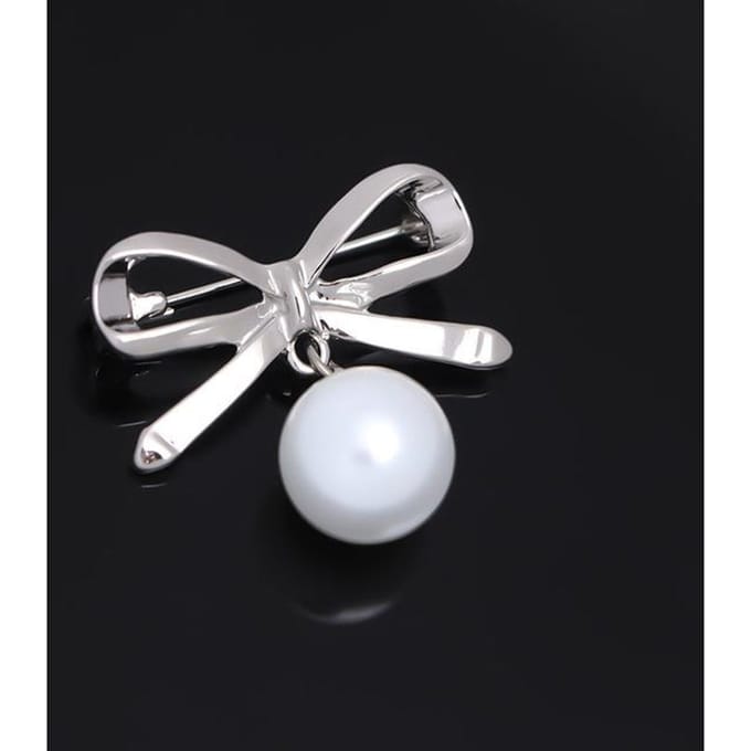 Parelspeld Anti-Glare Exquise Broche Strass-bezet Strass Corsage Strik Kleding white