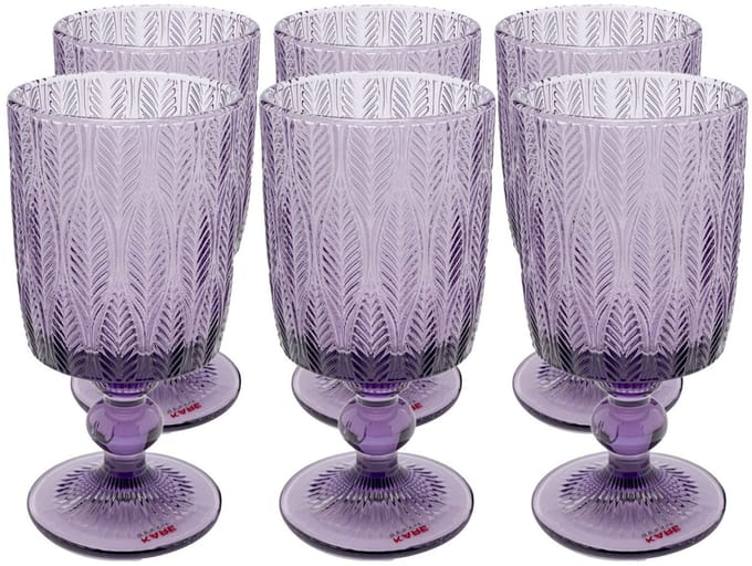 Wijnglazen Fogli paars (6/set) Kare Design
