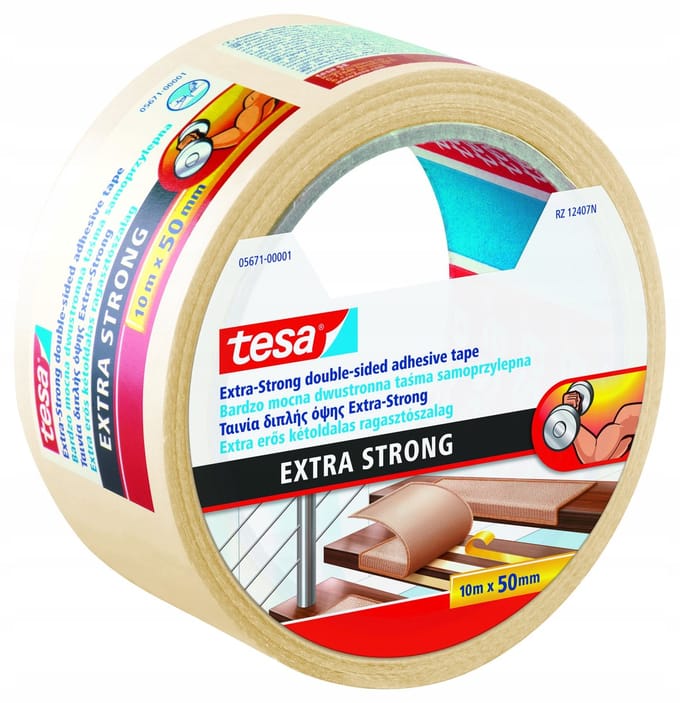 Tesa Extra Strong Tapijtlijm - 10m x 50mm - Antislip & Vochtbestendig