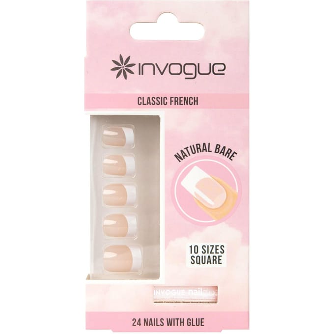Invogue Classic French Square Nails Natural Bare 24 st