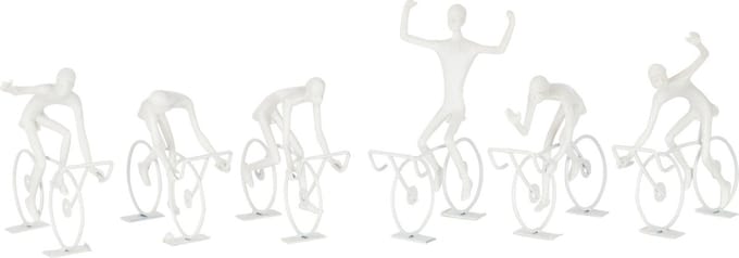 J-Line decoratie Wielrenners - polyresin - wit - small - 6 stuks