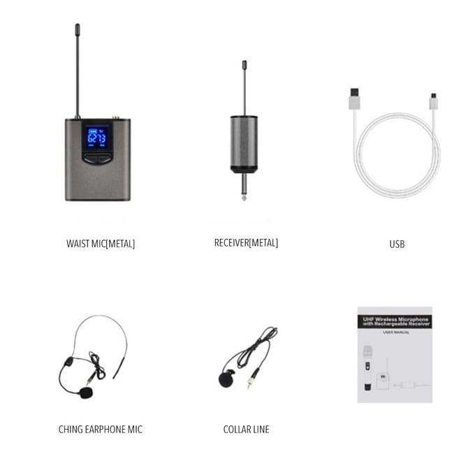 Draagbare draadloze mini-ontvanger Headset Zender Clip-on microfoon Leraar-presentatormicrofoon