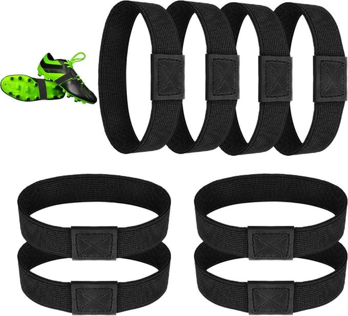 Dailygoods- Veters Fixeerband - Verstelbare Elastische Veters - 8 Stuks - Nylon - Zwart - 8,5 cm x 2 cm - Veterhouder