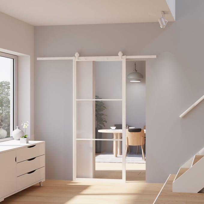 Schulte Complete Glazen Schuifdeur - 90x215cm - Wit - Open Systeem - Dubbele Softclose
