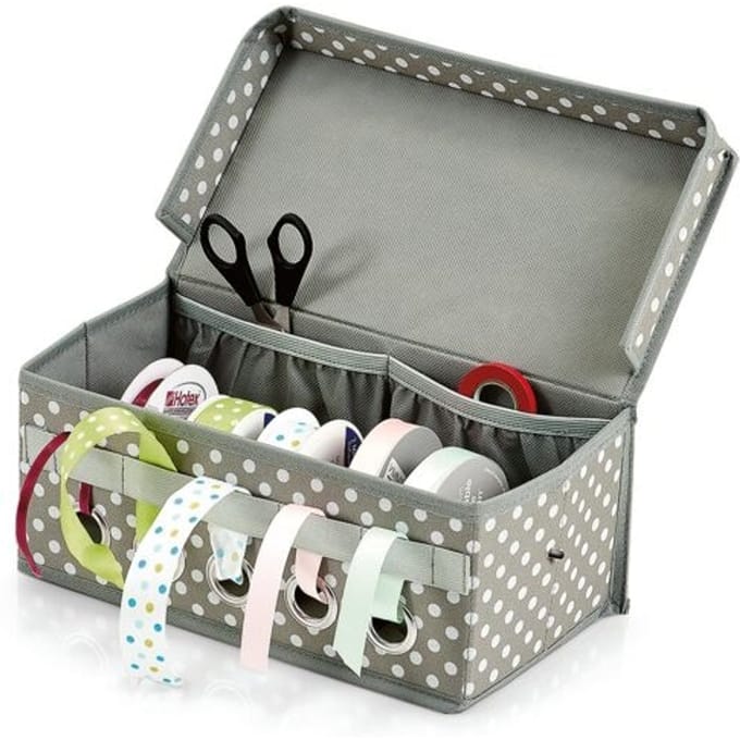 Zeller hobby/lint opbergdoos/naaidoos - grijs - 29 x 15 x 12 cm - polyester