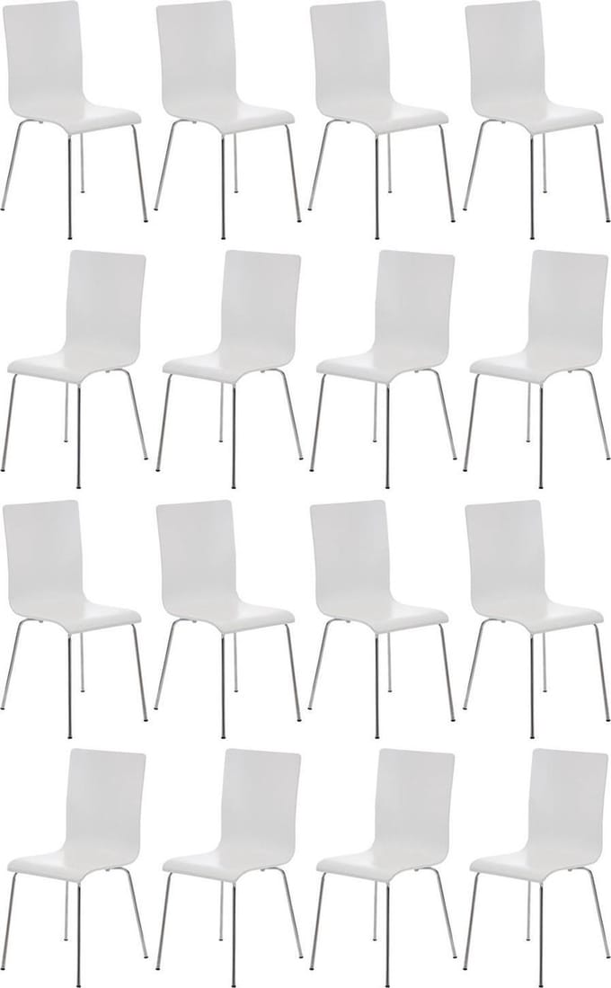 CLP Pepe Set van 16 Wachtkamerstoelen - Houten zitting wit