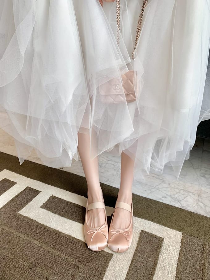 Strik Zijde Satijn Mary Jane Ballet Dames Enkelschoenen 39 white