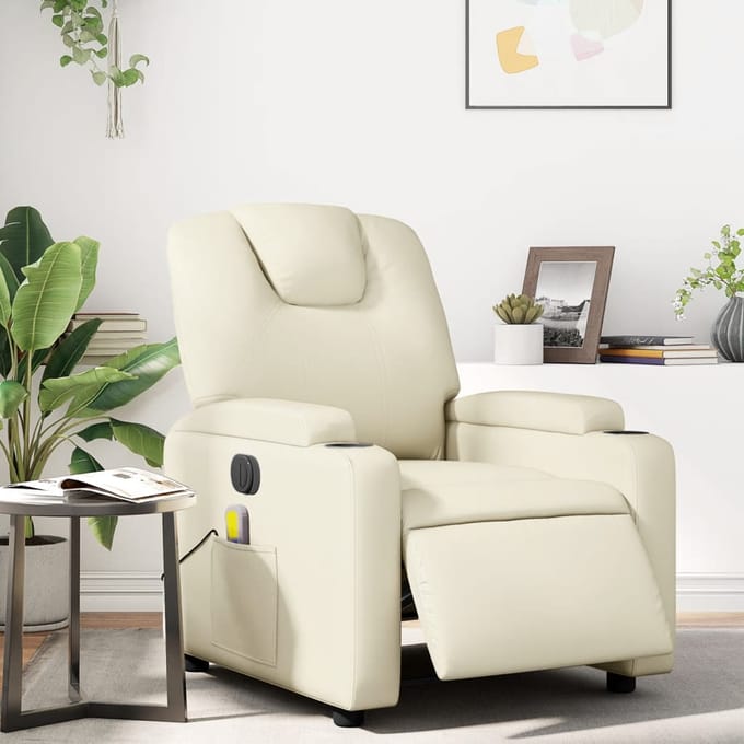 vidaXL - Massagestoel - verstelbaar - elektrisch - kunstleer - crèmekleurig