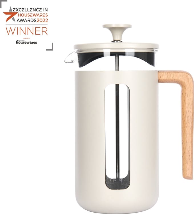 La Cafetière - Pisa Cafetière - Glas - RVS - Beukenhouten Handvat - 8 Kops - 1L