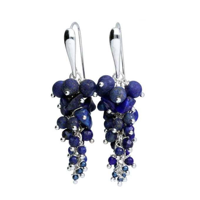 Bela Donaco Oorbellen Wrap Wire Blue Jeans - Lapis Lazuli