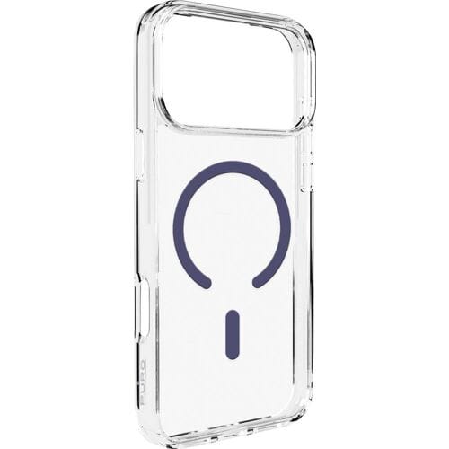 Puro Lite Mag TPU+PC Case Compatible with MagSafe for iPhone 17 Pro - Transparent with Blue Ring
