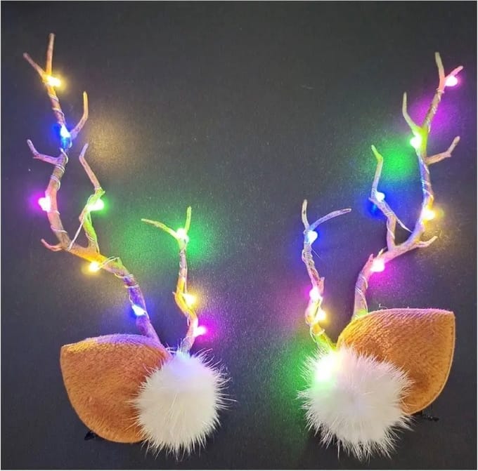 Kerst Haar Clip - zachte oortjes - Kerst Clip - led licht Multi