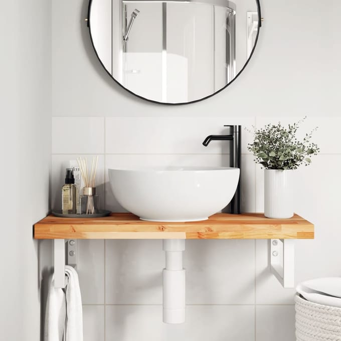 vidaXL - Badkamer - wandschap - staal - en - massief - acaciahout