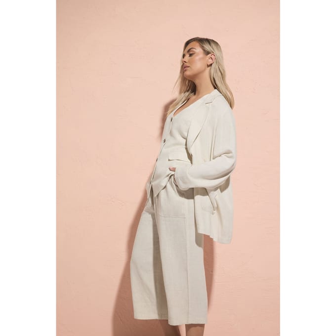 Yours Blazer Van Linnenmix Met Zakken In Beige Size 48