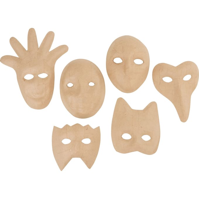 VBS Kindermaskers, papier-maché, set van 6