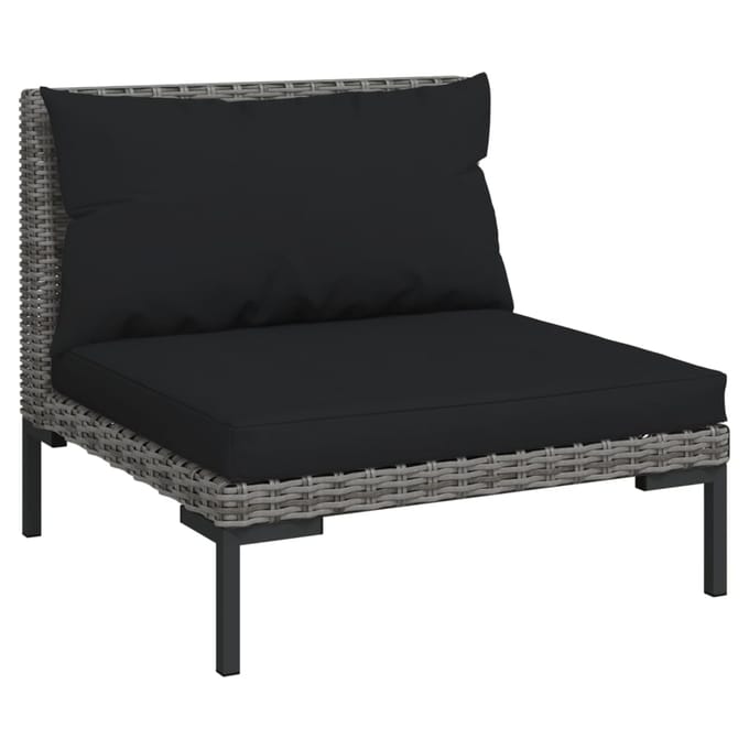 vidaXL - 6-delige - Loungeset - met - kussens - poly - rattan - donkergrijs