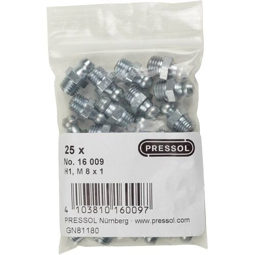 Pressol Conische smeernippel H1-recht, M 8 x 1-VZ 25 stuk(s)
