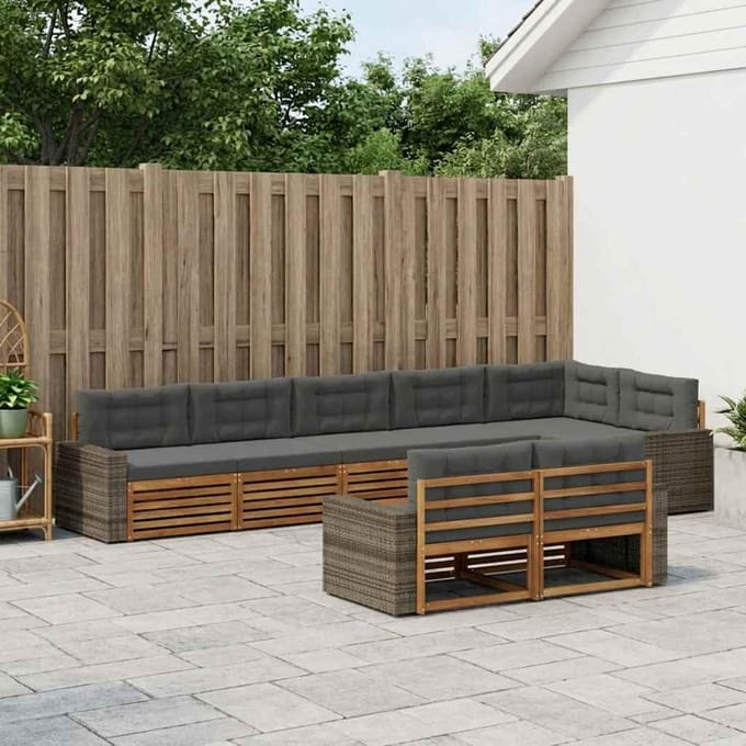vidaXL - Buiten - bank - set - 8 - st - Natuurlijk - en - Antraciet