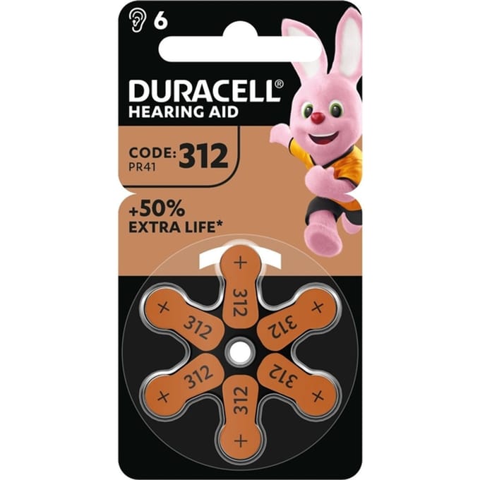 Batterij Duracell Hearing DA312 Ø7,9mm 180mAh 6 stuks