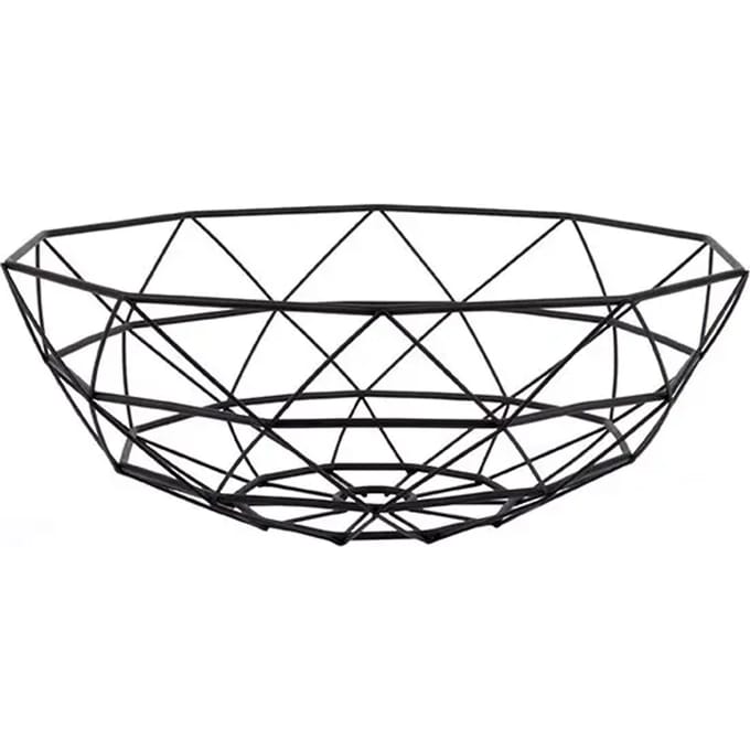 Fruitschaal Diamond Cut Zwart van Present Time Ø 35 - H 13 cm
