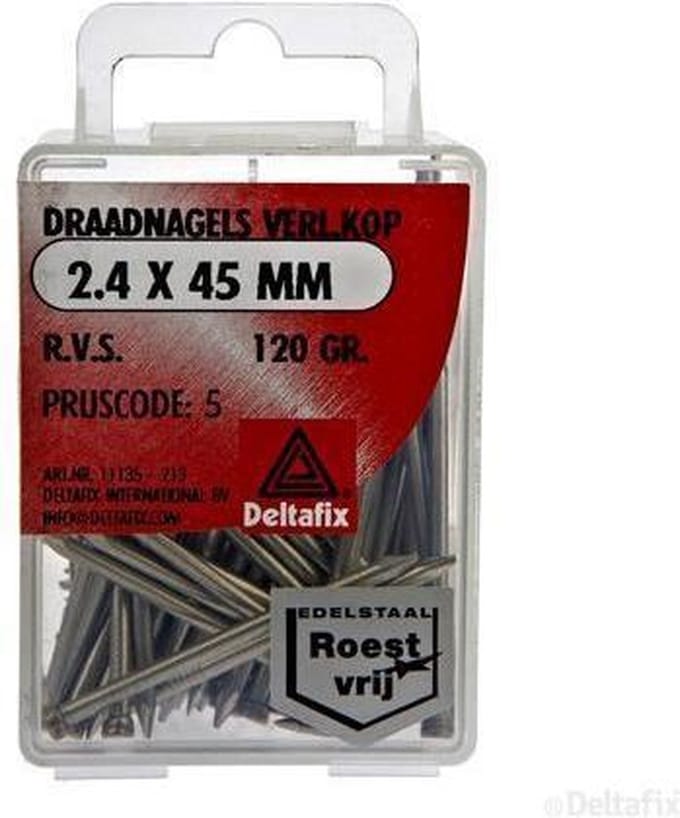 Deltafix spijkers 2,4 x 45 mm - RVS-A2 - verloren kop - 120 gram