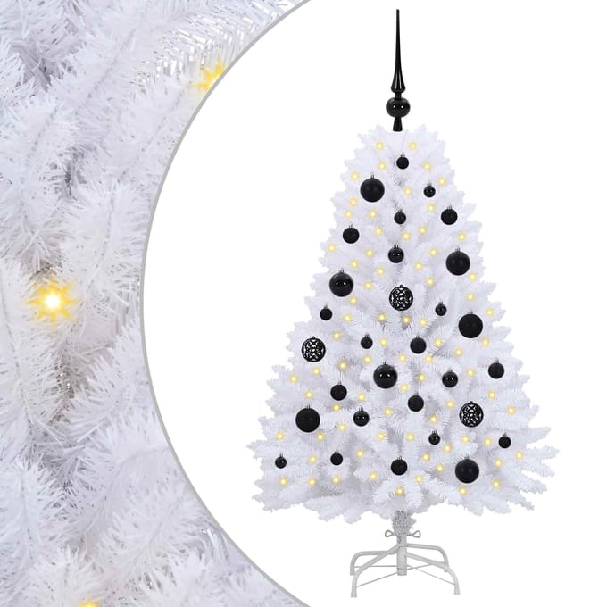 vidaXL - Kunstmatige - Hinged - Kerstboom - Wit - 120 - cm - PVC - en - Staal