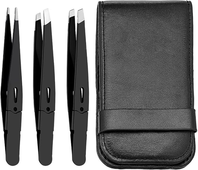 Pincet Set - Beauty Tools - Gezichtsverzorging - Drie Verschillende Vormen - 3 stuks - Zwart