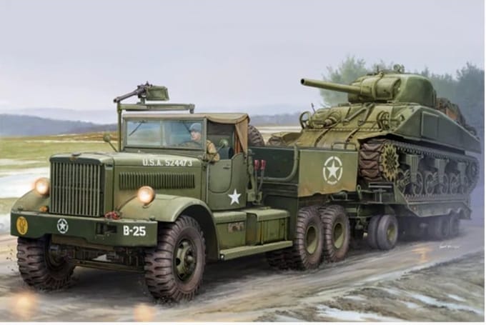Trumpeter Modelbouwpakket Militaire voertuigen - 63502 US M19 Tank Transporter With Soft Top Cab Plastic - 1:35 - Modelbouw
