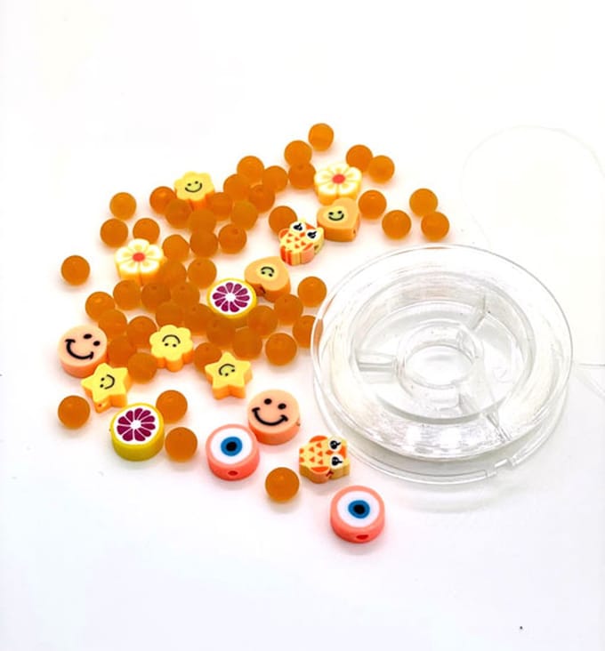 Katsuki Smileys Kralen met Draad 64 stuks Oranje