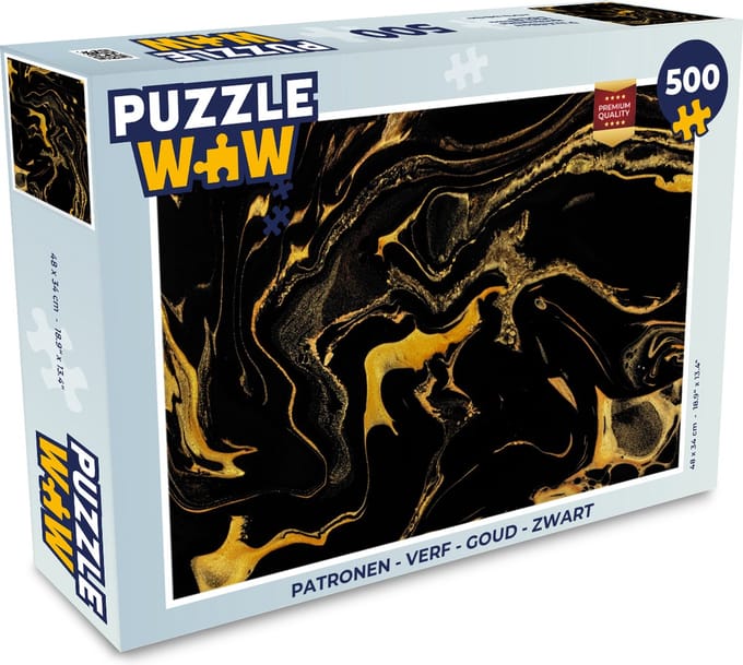 Puzzel Patronen - Verf - Goud - Zwart - Legpuzzel - Puzzel 500 stukjes