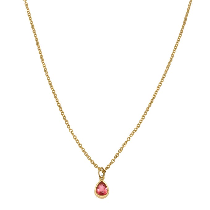 Essenza Pink Drop Charm Necklace Gold