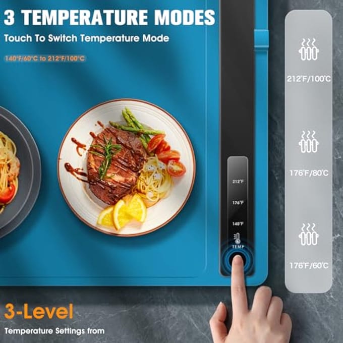 Elektrische warmhoudplaat - Opvouwbare voedselwarmer met instelbare temperaturen
