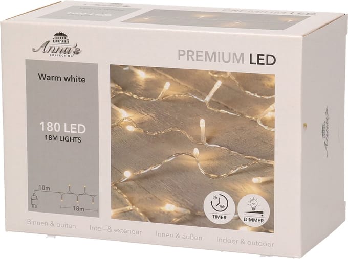 Anna's Collection Kerstverlichting - warm wit - 180 leds - 18M - dimmer-timer
