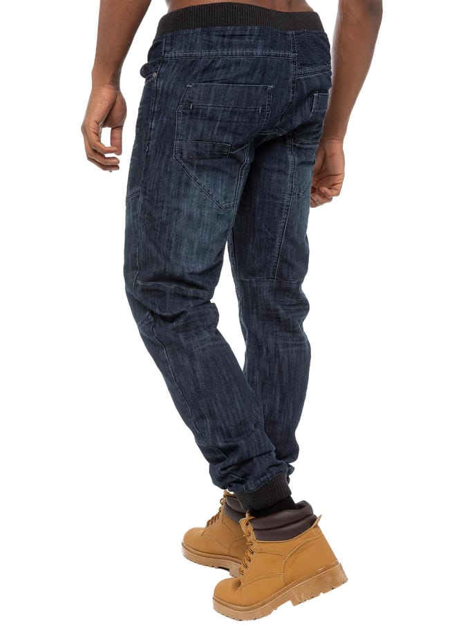 Enzo| Heren Denim Cuffed Jogger Jeans - Donkerblauw