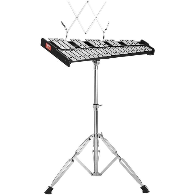 Glockenspiel Xylophone 32 Notes Kit de Cloches avec Maillets, Baguettes de Tambour et Support