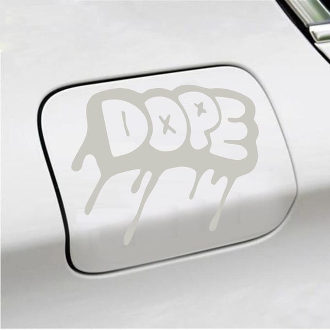 Bumpersticker - Dope - 12,3 X 14,8 - Zilver